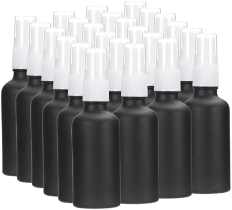 PATIKIL 2oz Glass Spray Bottles, 24pcs Leak Proof Empty Water Fine Mist Sprayer Refillable Containers for Cleaning Solutions Plants Hair, Black White by PATIKIL