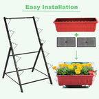 Homdox 5-Tier Elevated Garden Bed- Freestanding Vertical Raised Bed for Gardening, 5 Garden Planter Boxes and 5 Hooks, Perfect to Grow Vegetables Herbs Flowers Indoor(Brick Red) - Image 6