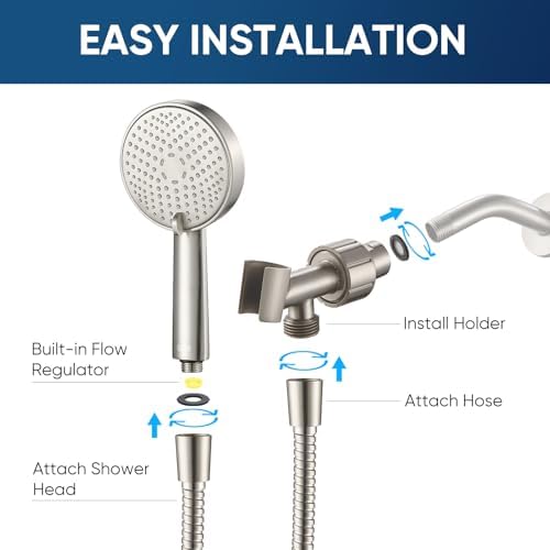 Cobbe® All Metal 3-Spray Shower Head with Handheld - Solid Stainless Steel Showerhead, High Pressure Detachable Shower Wand with Hose & Adjustable Bracket - WIDE, MASSAGE and MIST (Brushed Nickel) - Image 7