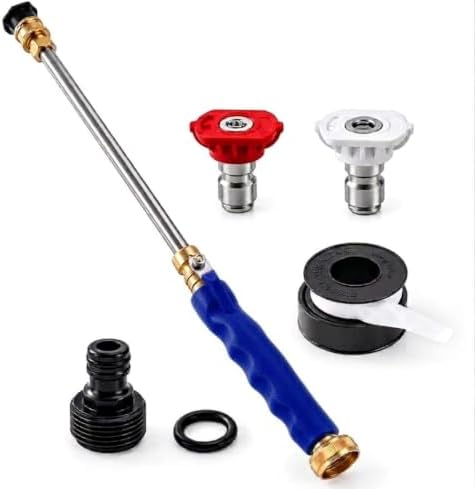 2026 Upgraded Jet Nozzle Power Washer for Garden Hose Includes 2 High-Pressure Nozzles 2× Rubber O‑ring seal 1x plumber's tape and Quick Connectors | Hydro Jet High Pressure Washer Tools by SUAHX