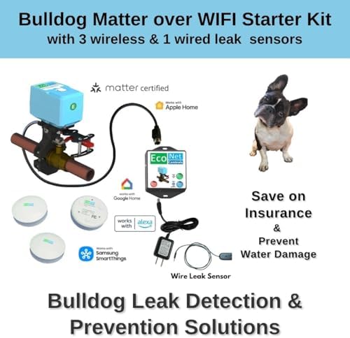 EVC400-MW-SK3-WLS1M Bulldog Matter WiFi Valve Robot Kit with 3 Leak Sensors + Wired Sensor, Smart Water Shutoff Valve, No Hub Required, Easy DIY Install, Fits up to 1.5" Valves - Image 3