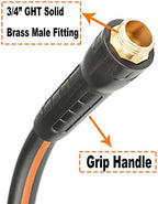 Hybrid Garden Hose 5/8 IN. x 50 FT, Heavy Duty, Lightweight, Flexible with Rotatable Grip Handle and Solid Brass Fittings, Gray+Orange - Image 4