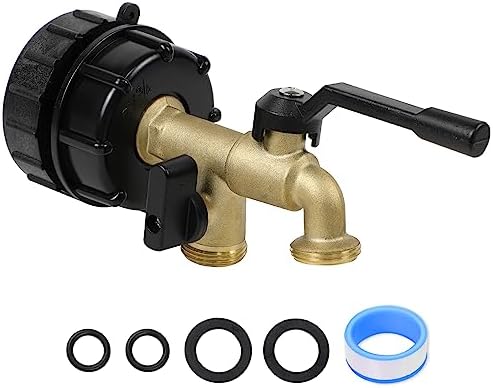 Upgrade Double Outlet IBC Tote Fittings, 275 330 Gallon IBC Tote Tank Hose Adapter 2.44" Fine Thread Water Tote Tank Hose Adapter, IBC Tote to Garden Hose Adapter for IBC Tote Water Tank by KAKSEY