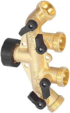 Garden Hose Splitter, 4 Way Water Distributor Valve, G3/4 Brass Connector for Faucet, Shut Off Watering System for Yard Lawn Irrigation - Image 4