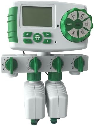 NURII Automatic 4-Zone Irrigation System Watering Timer, Garden Water Timer Controller System with 2 Solenoid Valve (Size : Green2) - Image 3