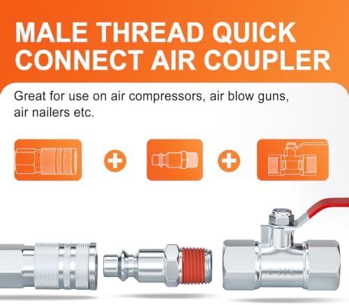 GASHER 3/8 Inch Body Size, M-Type Plug, 3/8 Inch Male Pneumatic Plugs(30-Pack) - Image 7
