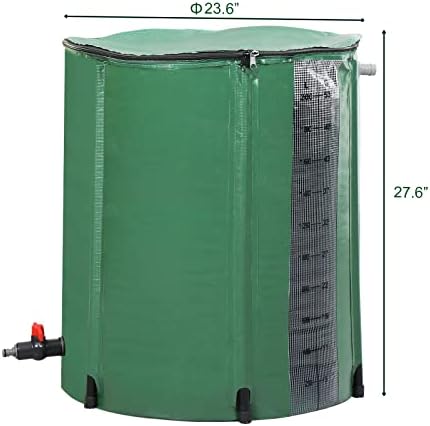 Collapsible Rain Barrel, 45 Gallon Portable Rainwater Collection System, Rain Catcher Barrel with Volume Scale Mark, Spigots and Overflow Kit, Rain Water Barrel Collector for Garden, Green - Image 4