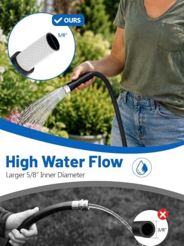 5/8" Hot/Cold Rubber Garden Water Hose 50ft, -50℉-158℉, Black - Image 6