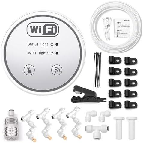 Estink WiFi Gardening Water Timer, Metal Automatic Irrigation System with App Control, Custom Schedules, Quiet Fine Mist Spraying for Garden Balcony Indoor Plants (4 nozzles Set) - Image 2
