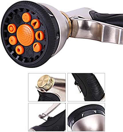 Hose Spray Nozzle, Metal Garden Hose Nozzle, Heavy Duty Water Hose Sprayer with 9 Adjustable Patterns Outdoor Hose Nozzles for Hand Watering Plants and Lawn, Car Washing, Pa - Image 5