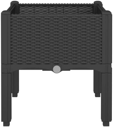 Garden Planter Box with Legs 15.7x15.7x16.5 Elevated Black PP - Image 4