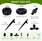 300FT Drip Irrigation System Kit, Automatic Garden Watering Misting System with 70FT1/2 inch Hose 230FT 1/4 inch Distribution Tubing and Accessories for Garden Lawn Greenhouse Plant Flower Bed - Image 2