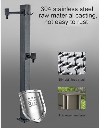 Stainless Steel Outdoor Antifreeze Water Column, All-Copper Faucet, Garden Faucet with Free-Standing Hose Holder(Small) - Image 3