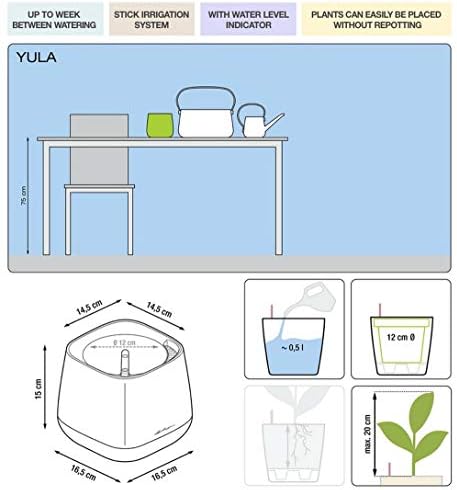 Lechuza Yula Self-Watering Garden Planter, White/Pistachio, 17" x 17" x 13" - Image 3