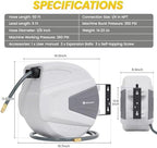 G GOOD GAIN Air Hose Reel Retractable 3/8 in x 50 ft Hybrid Polymer Hose, Air Compressor Hose Reel Retractable Auto-Rewind Enclosed 180° Swivel Mount, Max 300PSI Commerical Polypropylene Grey - Image 2