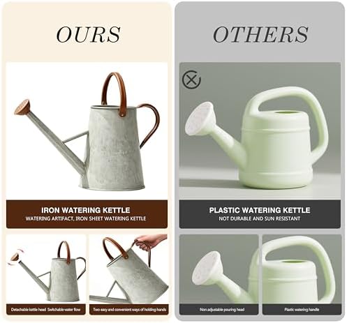 1.5 Gallon Metal Watering Can for Outdoor Plants, Watering Can, Cream Zinc - Image 5