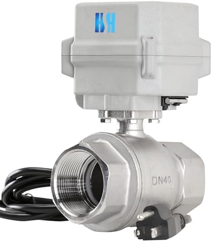 1-1/2 inch DN40 110-230VAC Normally Closed CF8/Stainless Steel 304 Manual Override Motorized Electrical Ball Valve With U.S. Plug by HSH-Flo