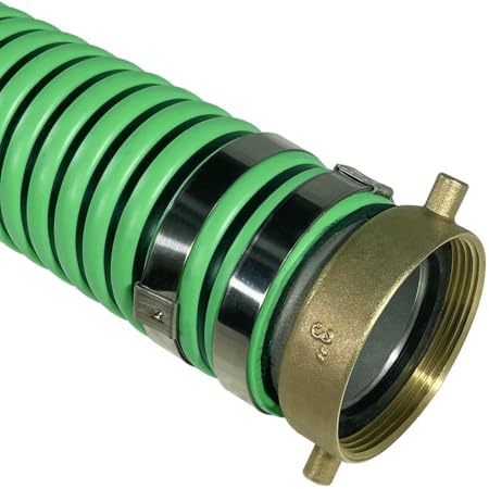 Gloxco Heavy Duty EPDM All Weather Suction Hose Assembly, Black Tube, Lime Green Helix, 3" Inside Diameter with Male x Female NPSM Pinlug Fittings Installed, 20 ft Length - Image 4