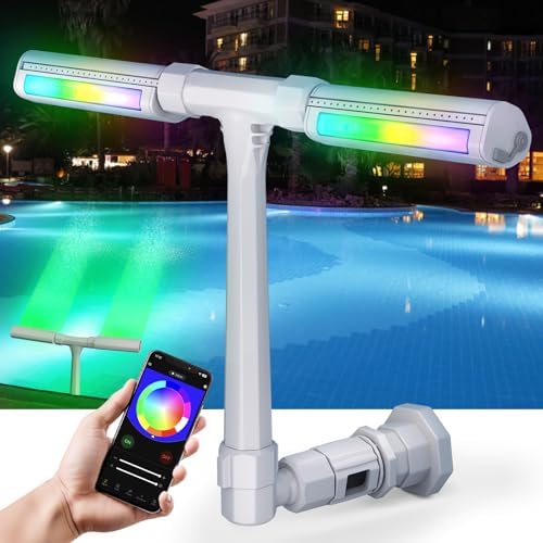 Pool Fountain for Inground and Above Pools: Adjustable Dual Sprayer Waterfall Sprinkler with 16 Color LED Lights for Cooling and Swimming Outdoor by CLFUN
