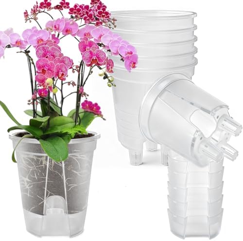 Cdd's Path Large Naked Root Planter Self Watering Pots Set with Holes for Indoor/Outdoor Plants, Planter Pot with Watering Hole/Reservior and Air Pipes (Clear, 8 inch-5 Pack) by Unknown