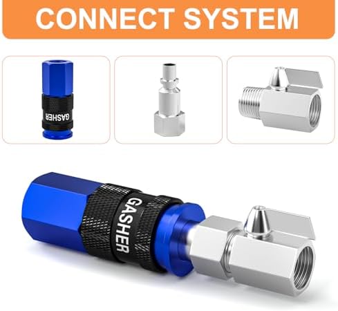 GASHER 12PCS Aluminium 1/4 Inch Female AMT Universal Air Coupler,1/4 NPT Basic Flow Quick Connect Air Coupler For Professional Jobsites, In automotive Shops Or At Home（blue） - Image 5