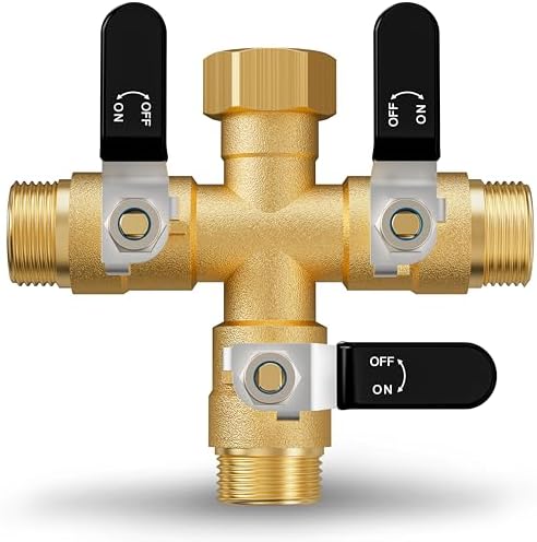 Garden Hose Splitter, 3 Way Heavy Duty Brass hose splitter, Water Hose Bib Spigot Splitter with 0.59" Full Flow Ball Valve Outlet & Shut-Off Valve 3/4'' Connector Outdoor Water Faucet Adapter by ZaakWang