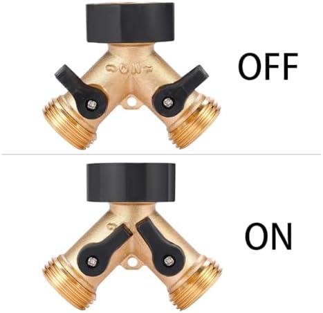 CNxinn10 A10614 2 Way Heavy Duty Y Connector Garden Hose Splitter 1 Set For standard 3/4-inch garden hose connectors and outdoor spigots Brass Gold - Image 2