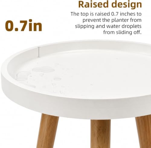 KGPLOME White Plant Stands Indoor with Raised Design and Heavy Wood Leg - Image 3