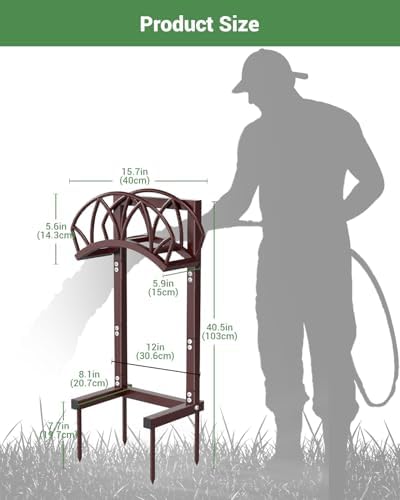 Garden Hose Holder, Freestanding Water Hose Reel Stand, Holds 160FT, Bronze - Image 5