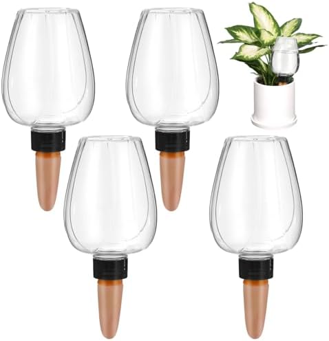 4 Pcs Watering Globes for Plants, 11.8 oz Clear Self-Watering Bulbs with Slow Release Terracotta Spikes, Automatic Plant Waterer System for Indoor Pots, Easy Fill Irrigation Globes by Unknown