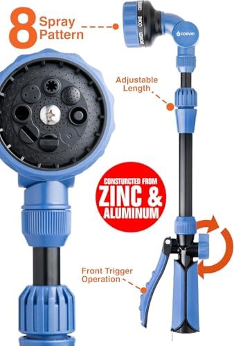 3-Pack Corvid 16" Turret Head 9-Pattern Front Trigger Garden Wand with Carbon Fiber Texture – Versatile Spray Nozzle for Precise Watering, Cleaning, and Easy Control with Ergonomic Grip - Image 3