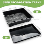 RooTrimmer 5 Pack Soil Blocking Trays with 2.8 inch (7CM) Square Nursery Pots 100pcs, Plastic Flat Plant Tray for Holding or Collecting Drainage Water, Seed Starter Tray for Seed Germination (Black) - Image 2