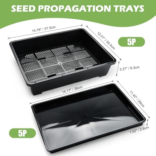 RooTrimmer 5 Pack Soil Blocking Trays with 2.8 inch (7CM) Square Nursery Pots 100pcs, Plastic Flat Plant Tray for Holding or Collecting Drainage Water, Seed Starter Tray for Seed Germination (Black) - Image 2