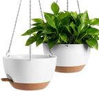 13-inch Oversized Hanging Planter Set of Two,Planters for Indoor and Outdoor Plants.Place Plant pots Across Diverse Settings Including windowsills,Living Room,and Gardens.White-Brown by Unknown