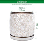 D'vine Dev Embossed Leaves Ceramic Planter, 10 in, Smoked White, 27-A-P-1 - Image 3