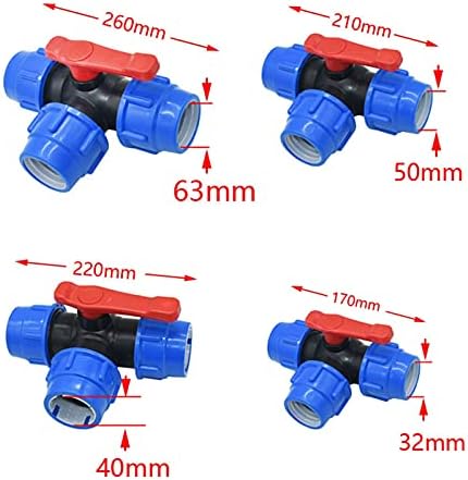 Garden Hose Fittings T-Type 32/40/50/63mm Pe Pipe Three-Way Ball Valve Garden Faucet Three-Way Manifold DN25 DN32 DN40 DN50 Connector 1 (Color : 40mm) - Image 3