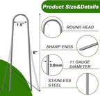 AAGUT U Shaped Garden Stakes 6 Inch, Galvanized Landscape Staples for Tube - Image 2