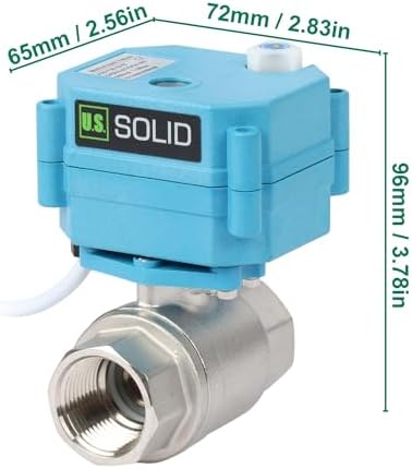 U.S. Solid Motorized Ball Valve - IP67 3/4inch Stainless Steel Ball Valve 9-24V with Waterproof Cover, Full Port, Manual Function, 2 Wire Auto Return, NPT, Normally Open - Image 6