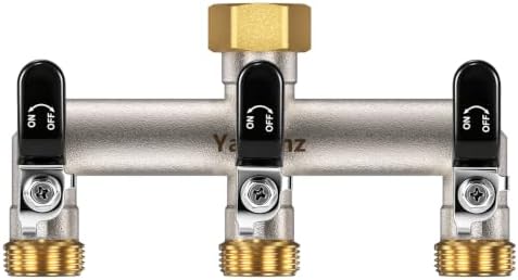 3-Way Garden Hose Splitter, Heavy-Duty Brass, 3/4" GHT, Black by Yayamz