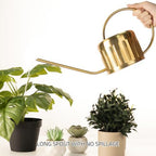 34oz/1L Stainless Steel Watering Can, Rust-Proof Indoor/Outdoor Watering Can for House Plants, Long Spout Water Can for Succulent Bonsai Garden Flowers (Gold Color) - Image 3