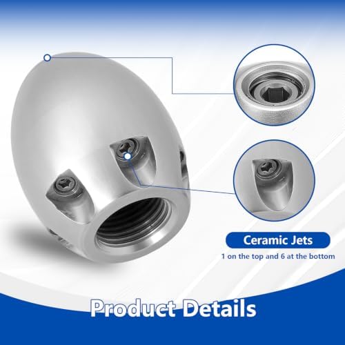 3/8" NPT Sewer Jetter Nozzle, Stainless Steel, 3000 PSI, 40 L/Min - Image 5
