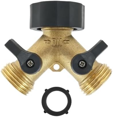 1/4 Pcs Hose Splitter Brass 2 Way Garden Connector 3/4 inch Thread Y Shape Spigot Adapter Heavy Duty Water For Garden Hose(Bronze-1pcs) by Unknown