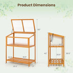 Giantex Wood Cold Frame Greenhouse, Raised Flower Planter Protection with Transparent Openable Roof & Slatted Shelf, Indoor Outdoor Hot House for Garden Balcony, 36”x20”x42” - Image 6