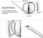 Pissente Stainless Steel Watering Can 1L 32oz, Long Spout Round Sprinkling Pot for Indoor Outdoor Home Garden Plants - Image 2