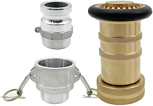 SAFBY Fire Hose Nozzle NPSH/NPT Thermoplastic Fire Equipment Spray Jet Fog with Aluminum Female and Male Fitting (1 inch brass set) - Image 2