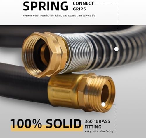 Wiseflow Garden Hose 100FT x 5/8", Heavy Duty Rubber Hose, Water Hose with Five Layered Braiding, Male Female Fittings, 1000PSI Burst, 300PSI Working for Yard, Car Wash, Pets (Black) - Image 2