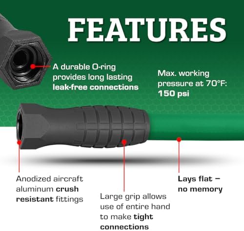 Flexzilla Colors SwivelGrip Garden Hose 5/8 in. x 50 ft., Lightweight All-Weather Water Hose, Durable and Flexible, Leak-Free Connections, Forest Green - Image 4