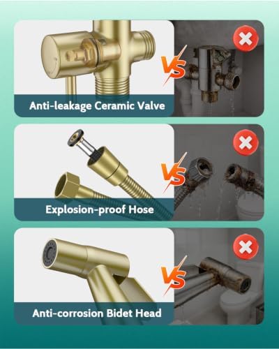 LUFEIDRA Handheld Bidet Sprayer, Adjustable Water Flow, RV Toilet Use, Gold - Image 5