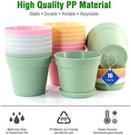WOUSIWER 16 Pack 6 inch Plastic Planters, Indoor Flower Pots, Heavy Duty and Stylish 6 Inch Plant Pots for Indoor Plants with Drainage Holes and Tray for Plants, Flowers, Colorful - Image 5