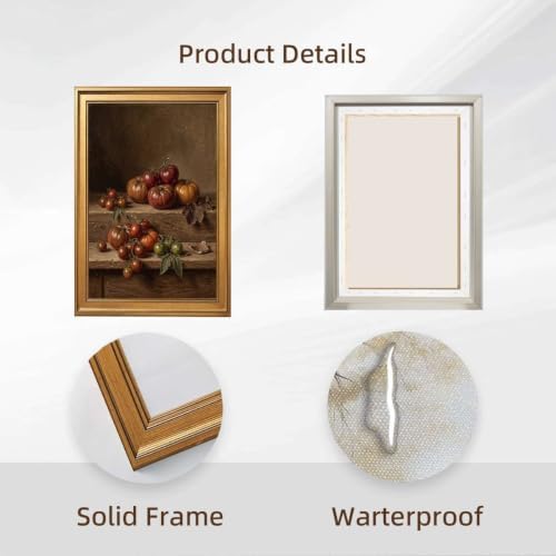 Gold Vintage Framed Tomato Still Life Wall Art, Rustic Kitchen Print - Image 2